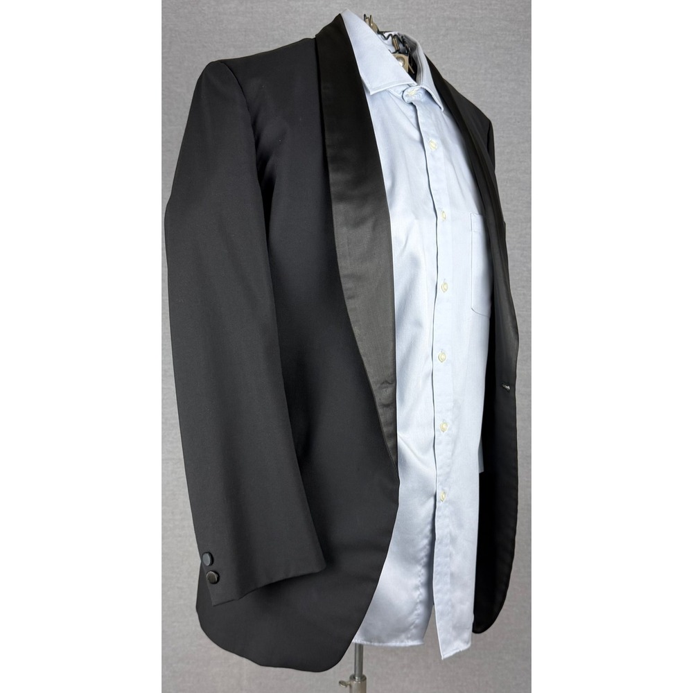 Vintage 60s Black Tuxedo Jacket Shawl Lapel Formal Blazer 36L 1894